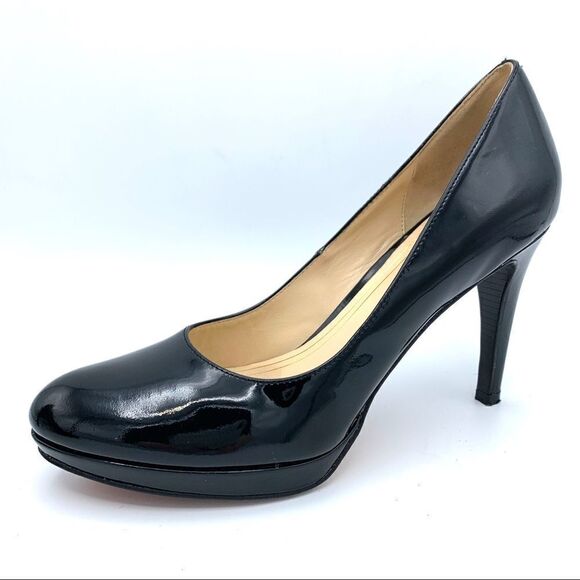 Cole Haan Nike Air Chelsea Black Patent Platform Pump Heels 8.5 NARROW - Picture 2 of 10